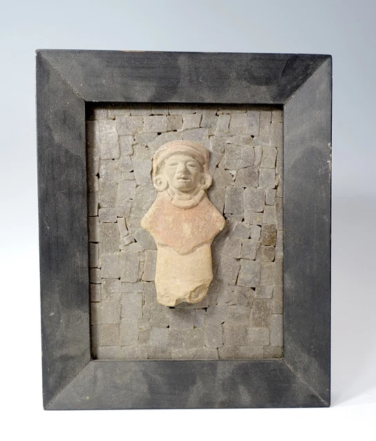 Mesoamerican Pottery Pre Columbian Colima Flat Mosaic Framed Figure Fragment