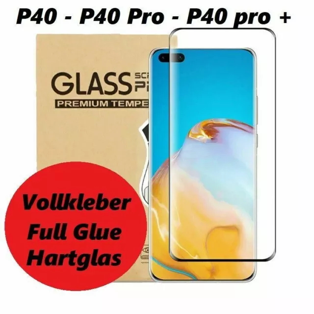 Voll Kleber Panzerfolie Huawei P40 / Pro / Plus  Full Glue 9H Schutzglas Display