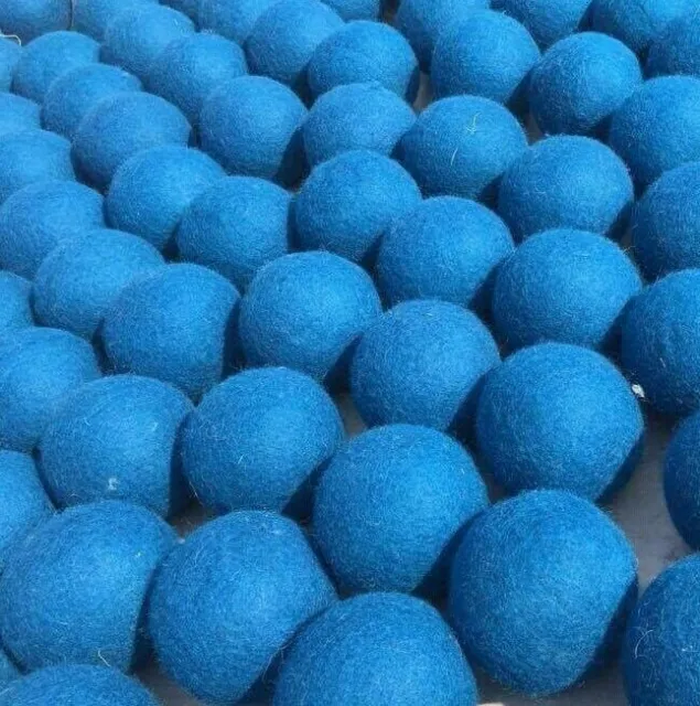 2cm Aqua Blue Felt Balls - Handmade Woollen Pom Pom Beads DIY Crafts Supplies