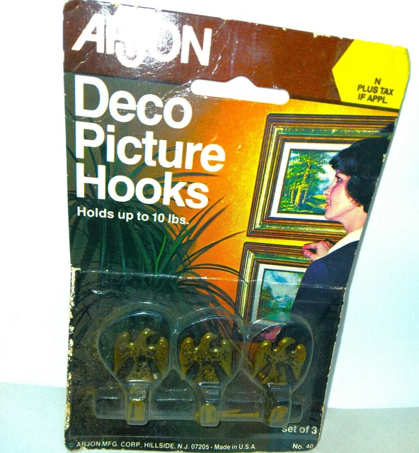 Vintage Arjon Deco Picture Hooks, Set Of 3 Eagle Hooks (1970's) Unopened Package