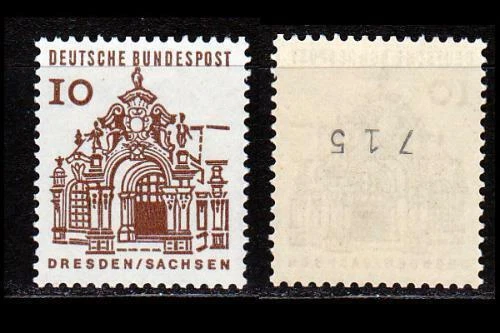 Deutsche Bauwerke 10 Pf 454 Rollenmarke mit Nr. 715 POSTFRISCH