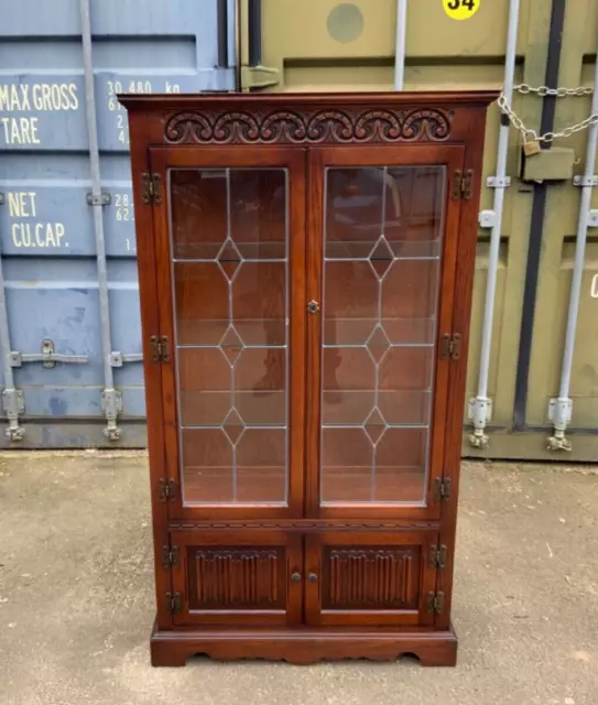 Wood Bros Old Charm Furniture Oak Display Cabinet Show Case Bookcase
