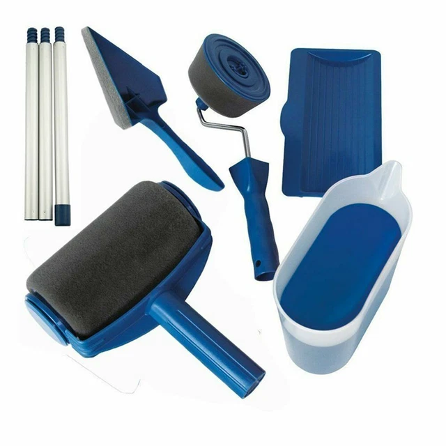 6 piezas hágalo usted mismo Kit de pincel de rodillo de pintura Manija Profesional Borde Flocado Habitación de Pared Herramienta