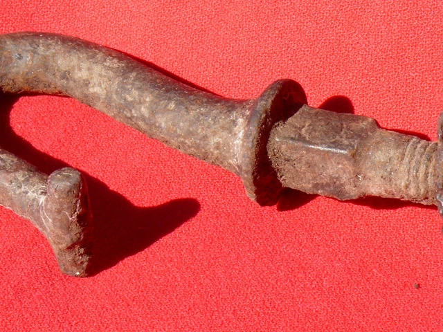 18-19th C Blacksmith Forged Iron CONESTOGA COVERED WAGON STAY HOOK 7" Long 3