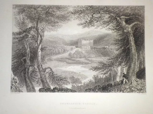 Drumlanrig Castle (Dumfries-shire) Original 1837 Antiquarian Scottish Engraving