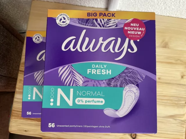 2x Always Dailies Fresh Slipeinlagen Damen Normal (112 Binden), Ohne Duft