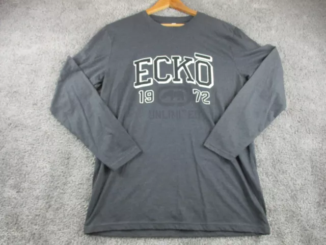 Ecko Unltd. T Shirt Tee Top Medium Long Sleeve Round Neck Cotton Logo Spell Out