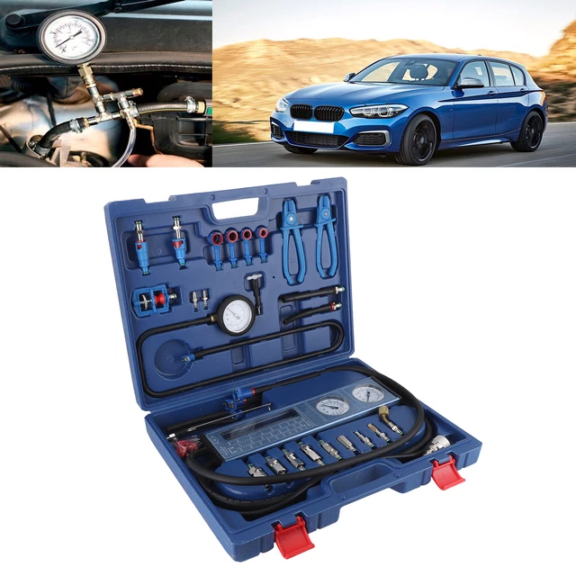 Car Auto Engine Fuel System Analyzer Pressure Tester Gauge Detection W/Flow