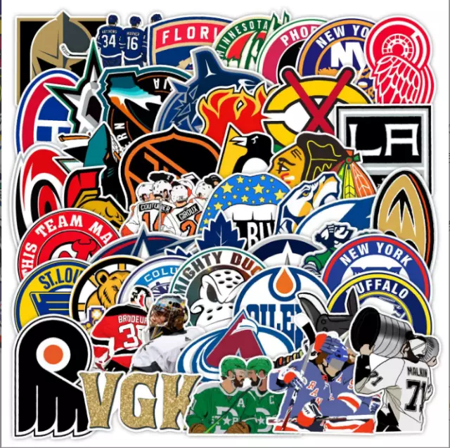 50 Pcs Stickers Hockey NHL Teams LOGO Fridge Luggage Skateboard Car Laptop Vinyl
