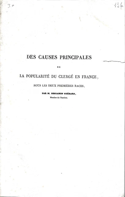 LIVRE ANCIENDES CAUSES Principales De La Popularite Du Clerge En