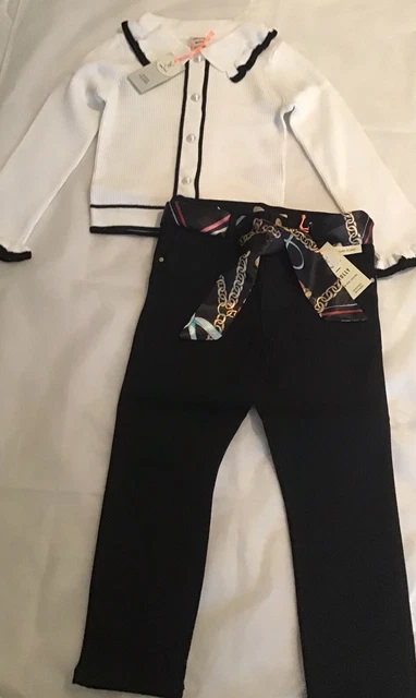 River island mini girls aged 3-4 years white frilly jumper outfit BNWT