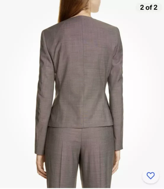 NWT Boss Hugo Boss Jamaren Wool Melange Collarless Blazer | Jacket Sz 12