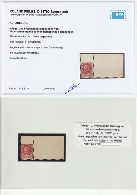 Kriegs und Propagandafälschung  II. WK | 1944 |  42 b Uo | Ecke  (*)