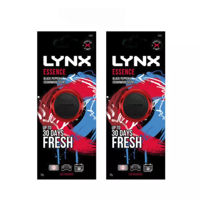 2 x Lynx ESSENCE 3D Mini Vent Car Air Fresheners Fragrance Scent A1946