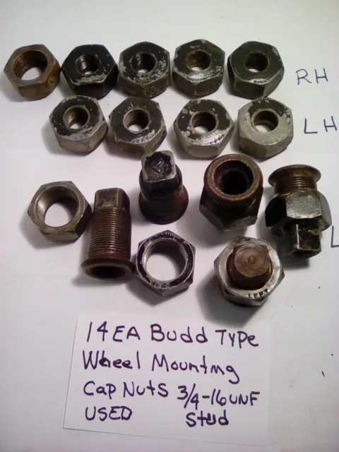 14 Ea Truck Wheel Lug Nuts. Budd P/N 10709 , 0.750” Dia. Unf-16 Thread Used