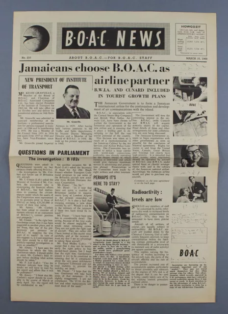 Boac News Airline Staff Zeitung Nr. 210 - 15. März 1963 Bwia Bristol Britishia