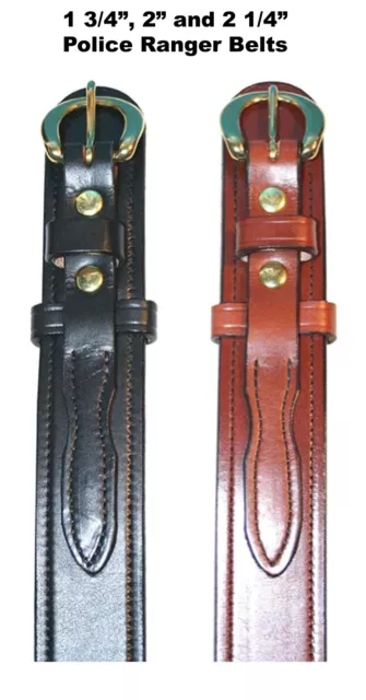 AMISH HAND CRAFTED POLICE DUTY BELT 2 1/4" RANGER BELT 13oz BLK / BRN 30" - 50"