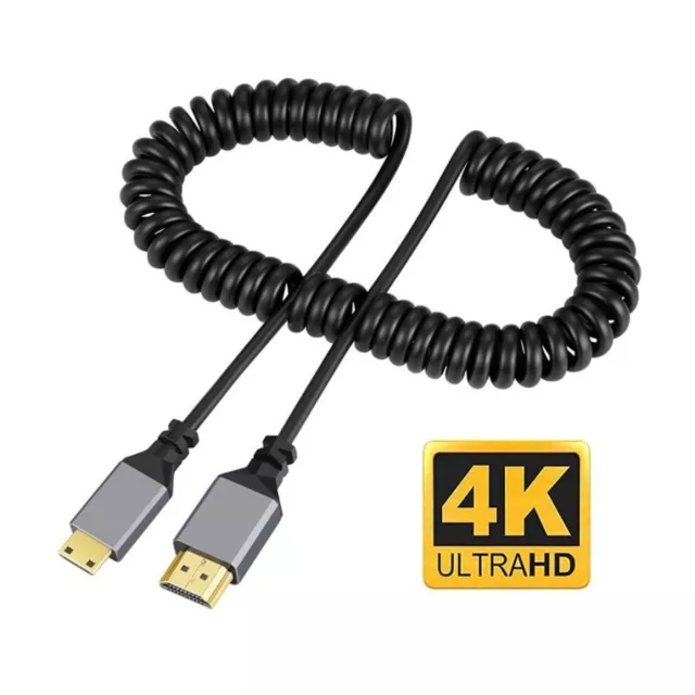 HDMI-Compatible to MINI/Micro Coiled Extension Flexible Cable Male to Male Plug 3