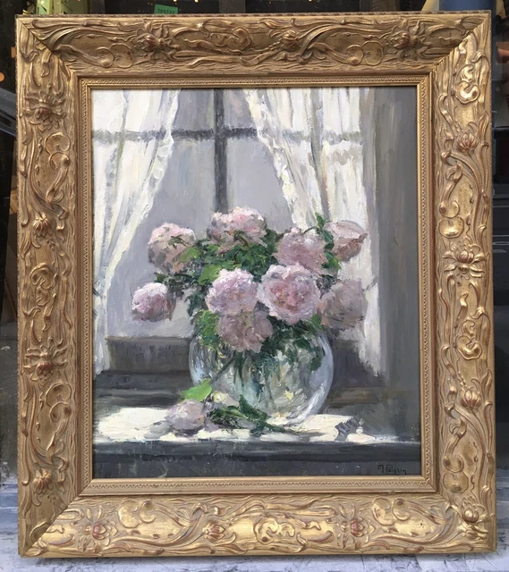 Tableau Moderne Roses Crème Bouquet Fleurs Sur Fond Beige 90x60