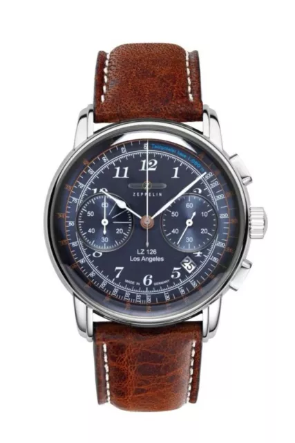 Zeppelin Los Angeles LZ126 Cronografo Uomo 7614-3 Cinturino in Pelle 42 mm