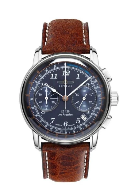 Zeppelin Los Angeles LZ126 Cronografo da Uomo 7614-3 Cinturino IN Pelle 42 MM