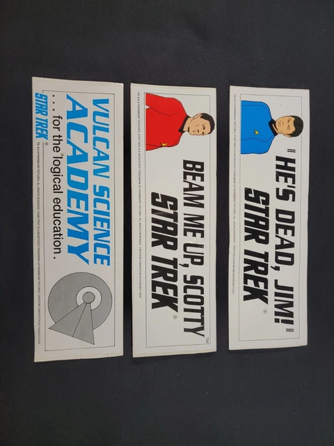 Lot of 3 Rare Vintage Collectible Star Trek Bumper Sticker