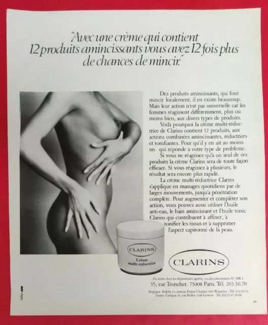 Publicité de presse Produit de Beauté CLARINS Crème amincissante Nu 1977