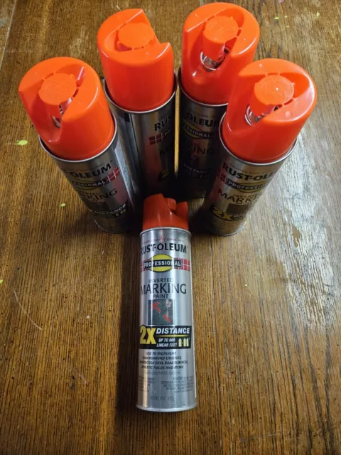 5 Pack Rustoleum Professional Inverted Marking Paint Orange 2x Distance