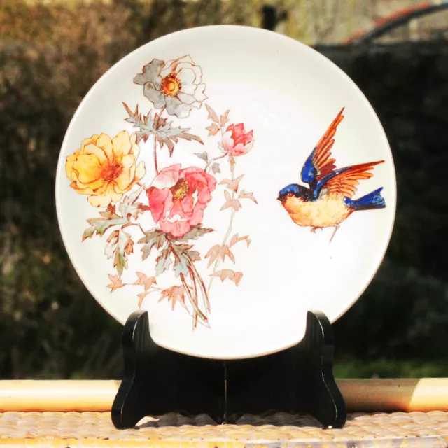 Terre de Fer antique earthenware dessert plate HB & Cie Choisy le Roi bird