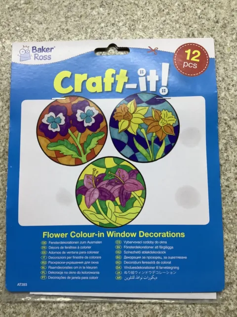 BN Baker Ross, Craft It, Flower Colour In window Decorations 12 pcs In Pack