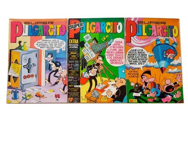 SUPER PULGARCITO revista juvenil - Lote de 3 tebeos años 70