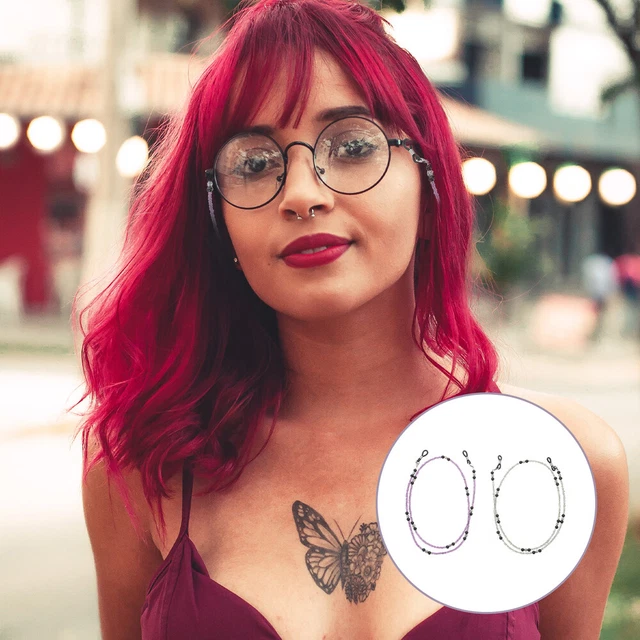 2 Pcs Face Cover Chain Beaded Glasses Lanyard Quay Sunglasses Women Mask