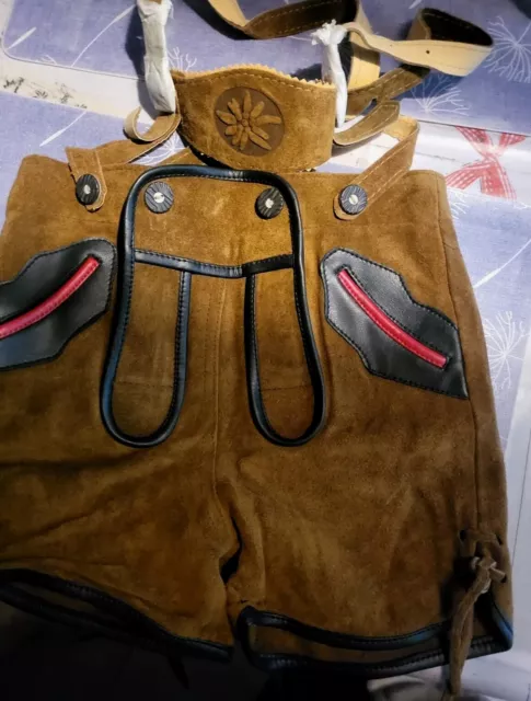 Salopette bambini ragazzi vera pelle pantaloni folcloristici nuovi