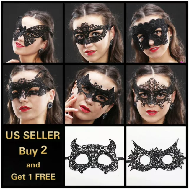 Sexy Women Black Lace Eye Face Mask Masquerade Party Ball Prom Halloween Costume