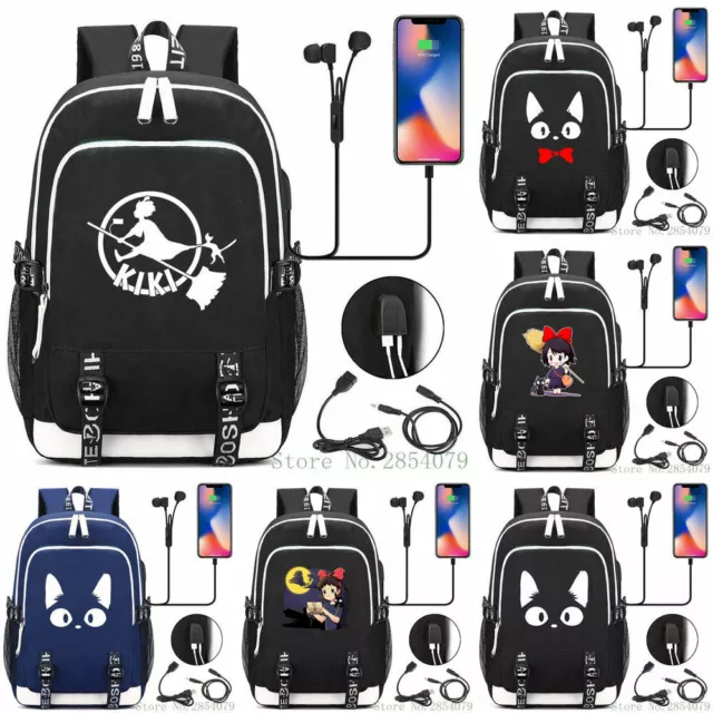 Kiki's Delivery Service USB Backpack Laptop Boys Girls Travel Shoulder Bags