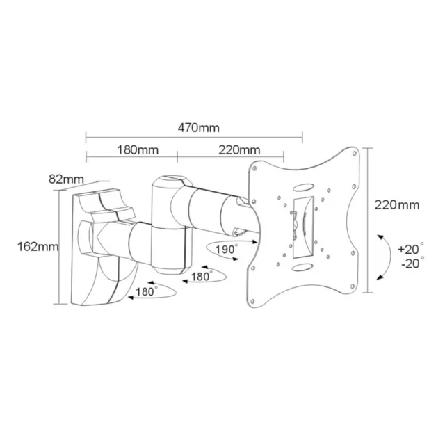 TV Monitor Wandhalterung Schwenkbar Neigbar Universal 30kg 23-42" 200x200 VESA 2