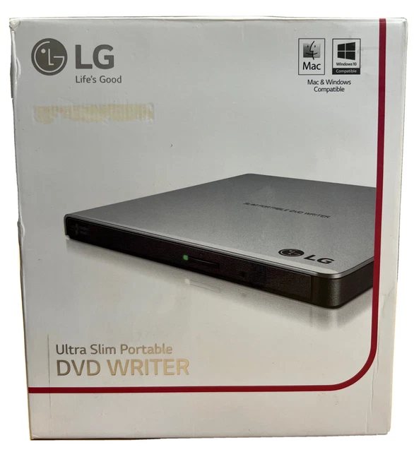 LG ULTRA SLIM External Portable Drive 8X DVD+/RW Writer USB 2.0/Silver