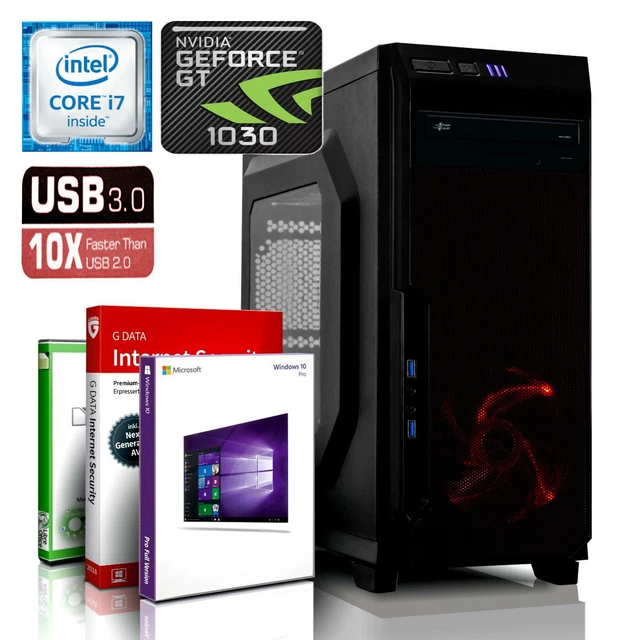 DX12 ULTRA EXO GAMING PC INTEL i7 8GB 250GB SSD GT1030 Windows 10 WLAN Computer