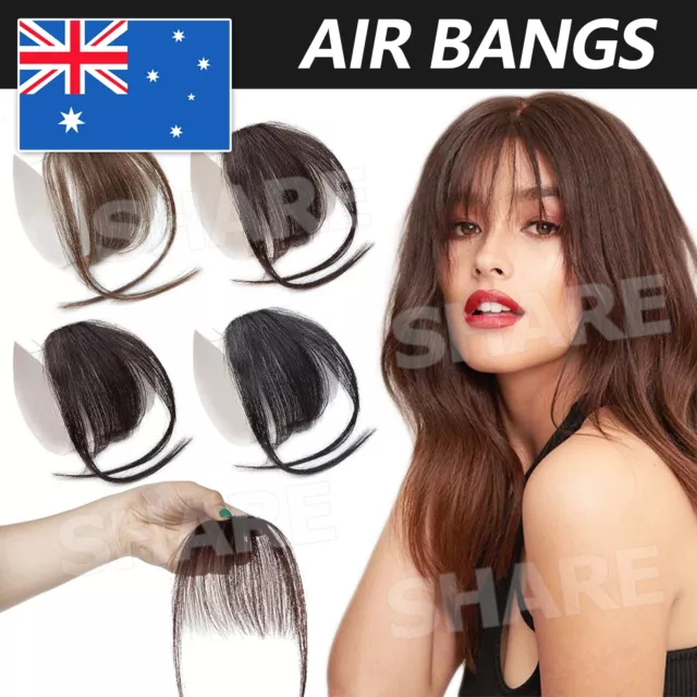 Thin Neat Air Bangs Clip in on Fringe Remy Human Hair Extensions Front Hairpiece