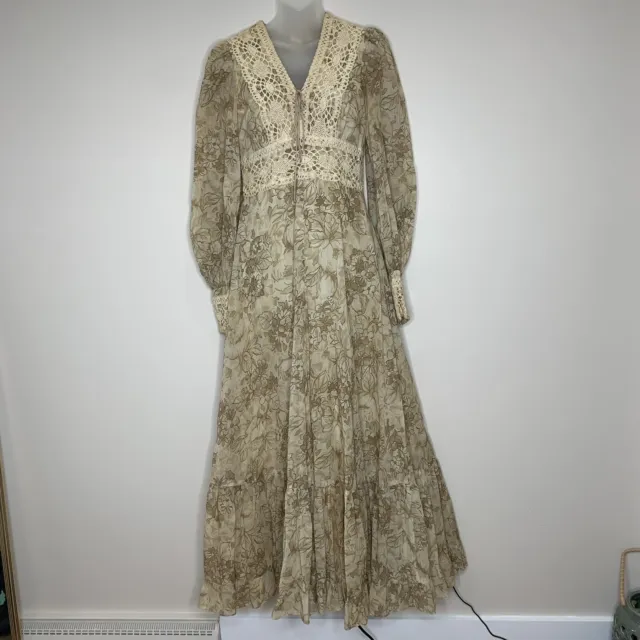 Gunne Sax by Jessica McClinton vintage 70s Long Sleeve prairie dress floral lace