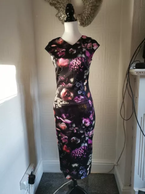 Robe bodycon neuve avec étiquettes Ted Baker taille 2 Shadow Flora superbe prix de vente £ 159,00 2