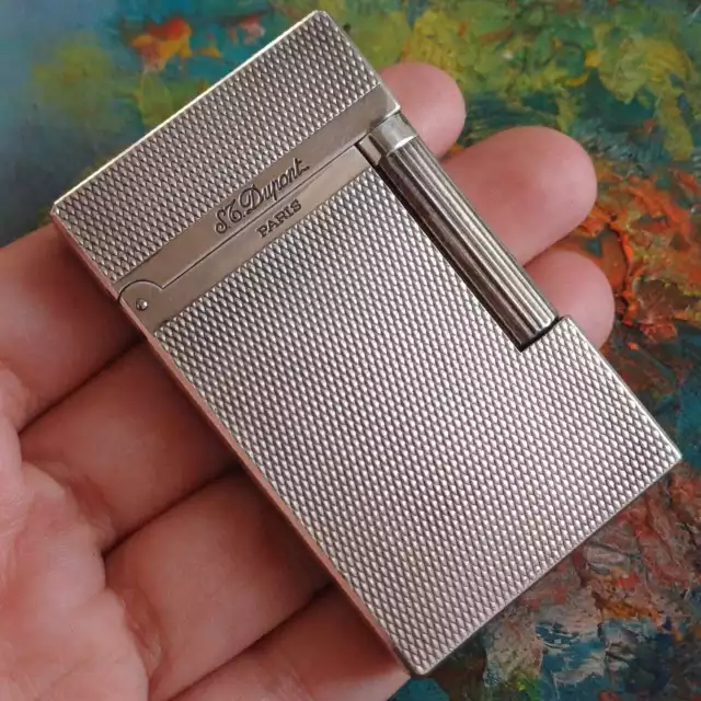 Vintage S.t Dupont Paris Line 2 Lighter Silver Working Made In France- Gas #5884