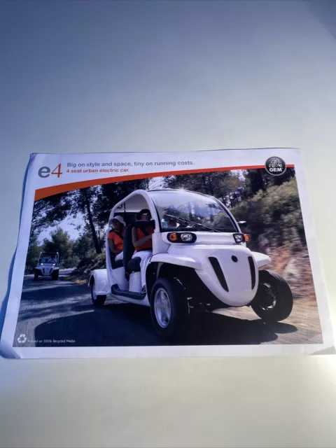 GLOBAL ELECTRIC MOTOR cars GEM E4 Car Sales brochure c2008 2009
