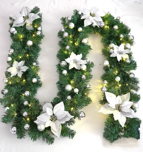 Natalizia,2.7M/9 Piedi Decorazioni Natalizie con Luci 50LED Natale Decorazioni