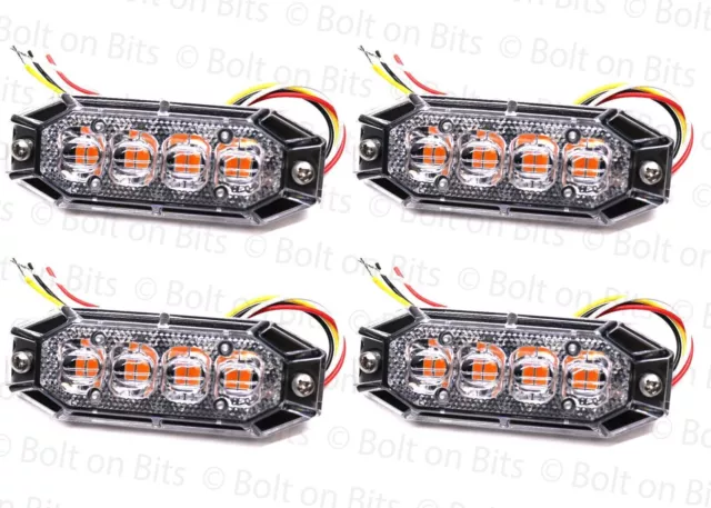 x4 Durite LED 8 Amber Warning Light (11 Flash Patterns) 12/24V Recovery Truck