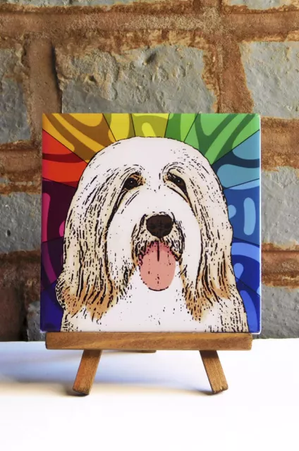 Bearded Collie Ceramic Coaster Tile