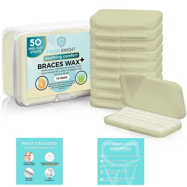 10 Pack Dental Wax for Braces Orthodontic Wax Strip Teeth Vitamin E + Aloe Vera