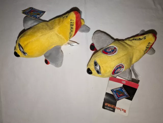 (2) Southwest Airlines Stuffed Plush Bean Bag Toy TJ Love Nolan Ryan Express