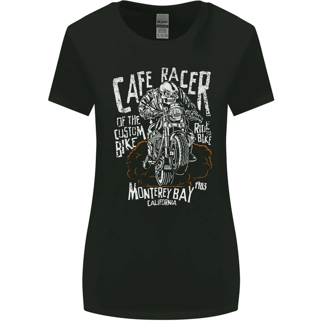 Cafe Racer Skull Motorcycle Biker Motorbike Womens Wider Cut T-Shirt