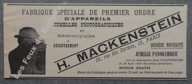 Publicité MACKENSTEIN Jumelles photographiques    1900 advert